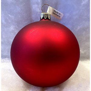 Vintage Glass Satin Dark Red Christmas Ornament 3" Rare With Tag Made in Germany